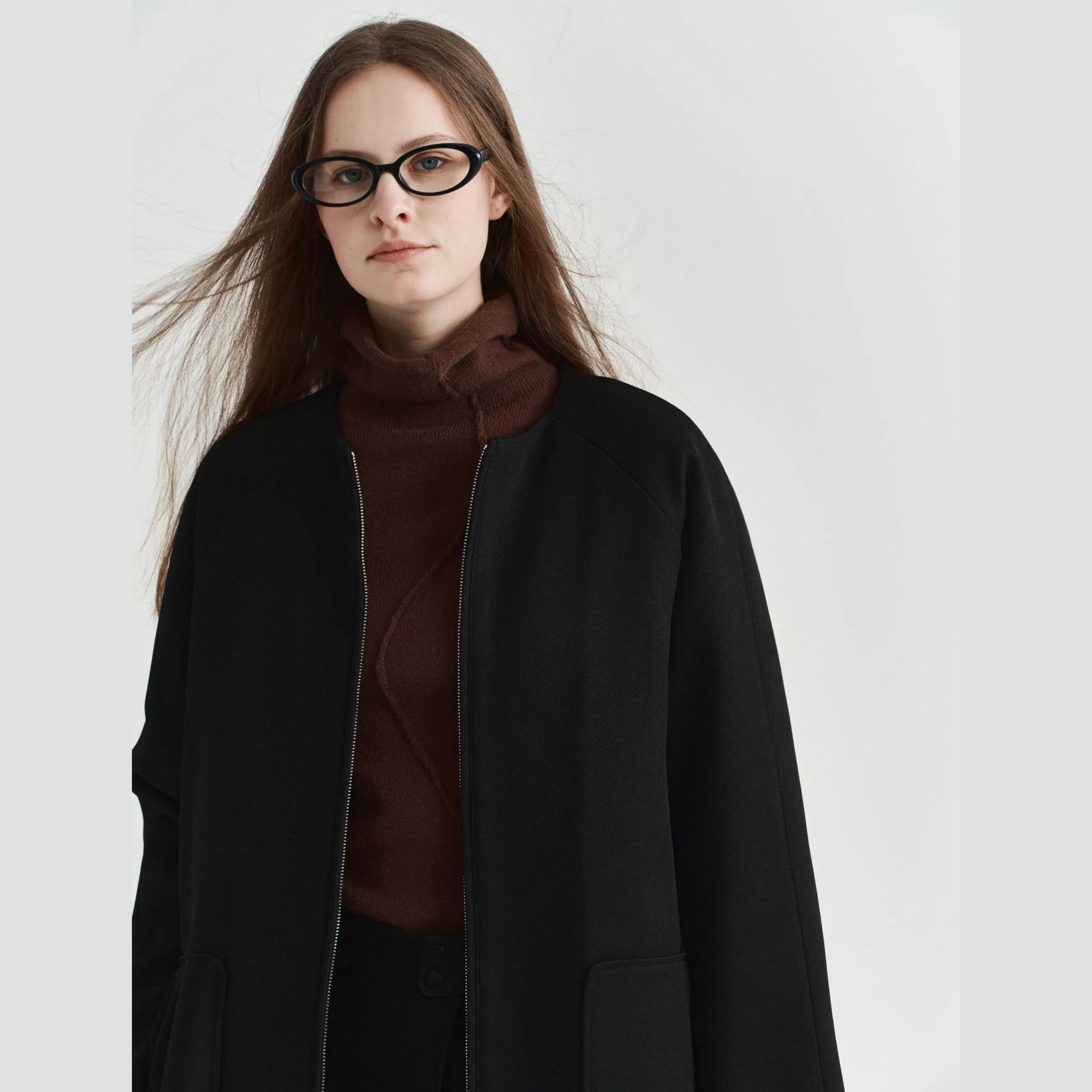 Factory Custom Design Double Zipper Jacket Women's Winter Quilted Thickened Large Pocket Coat