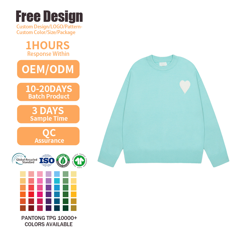 Knitwear Manufacturer Casual Office Cotton Knitted Fall Sweater with Custom Logo