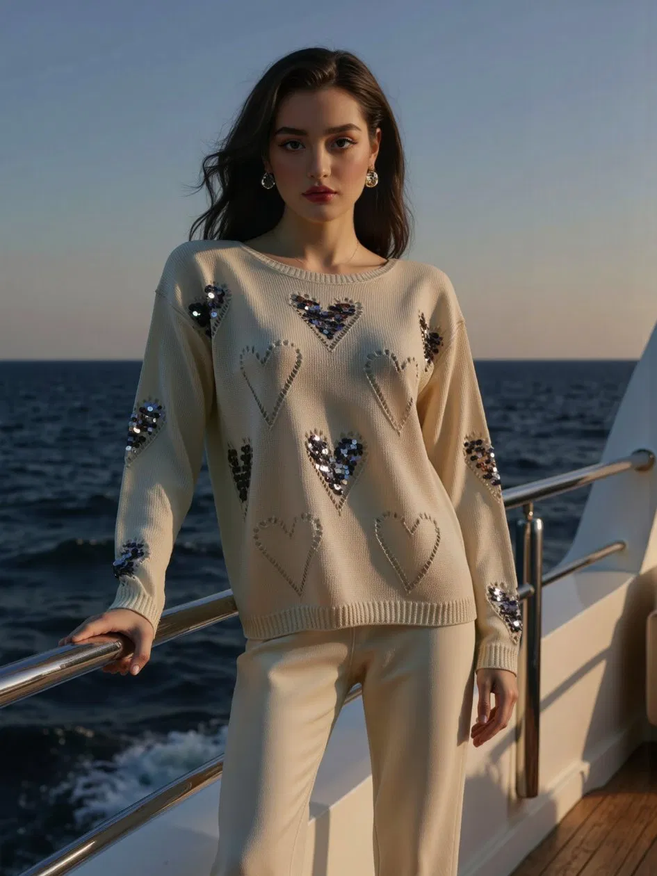 Vacation Woman Sweater Long Sleeve Sweater Lightweight and Breathable Custom Patterns From Source Manufacturer