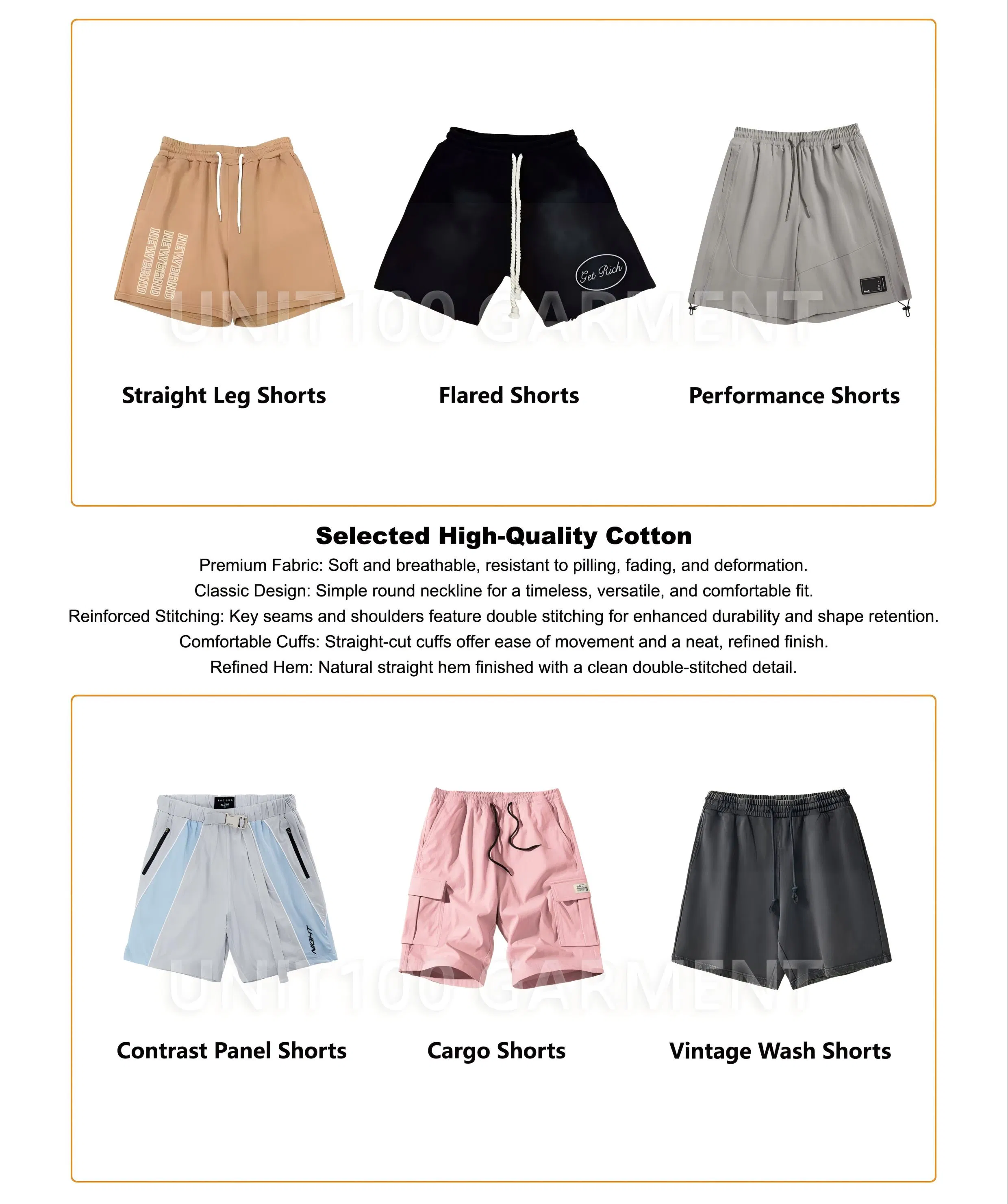 Custom Men's Shorts Manufacturer 100% Cotton (180-360GSM) Printing &amp; Craft Customization Any Design &amp; Fabric Sportswear