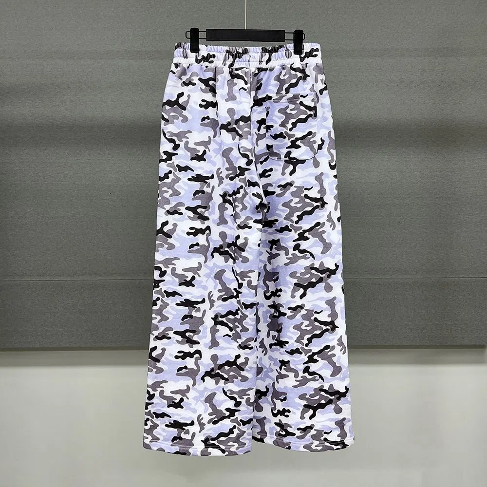 Custom Oversized French Terry Stacked Straight Leg Sweatpants Manufacturer Wholesale Casual Cotton Baggy Camo Men's Pants