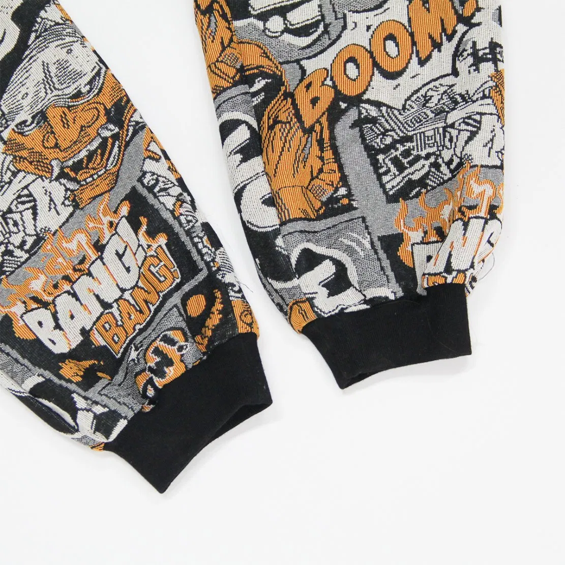 OEM Service Custom Pattern / Logo Drawstring Waist Men's Tapestry Pants and Streetwearn Jacquard Cuffed Pants