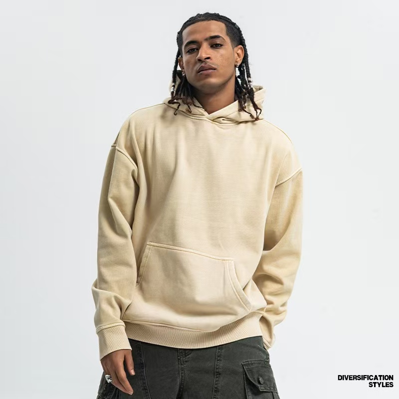 Custom Manufacturers Distressed Streetwear Pullover Hoody Retro 500GSM Heavyweight Casual Sports Washed Hoodie