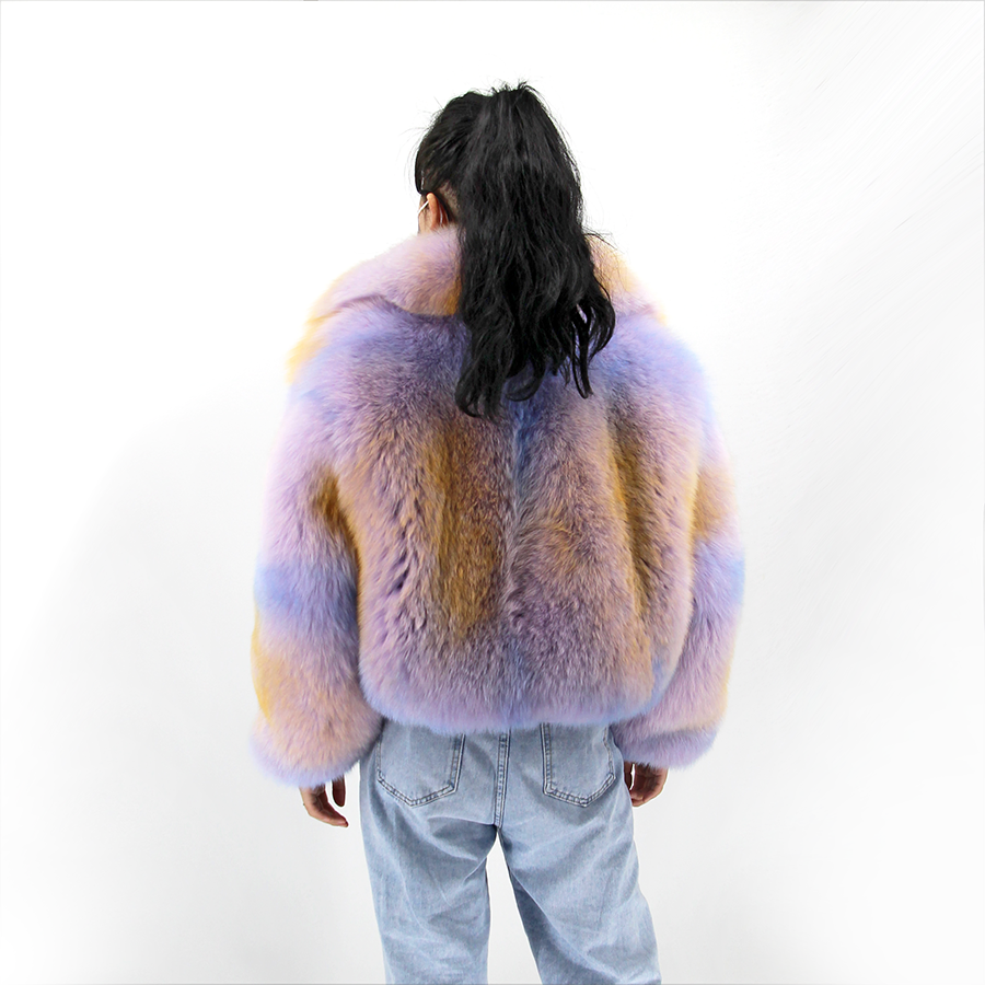 Custom Wholesale Women Winter Real Natural Fox Fur Jacket Stand Collar Fluffy Vest Girl Fur Coat