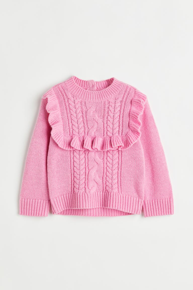 Manufacturer Custom New Children's Wear Girls Pullover Sweater Sweet Children's Knitwear Baby Ruffle Jumper Sweater.