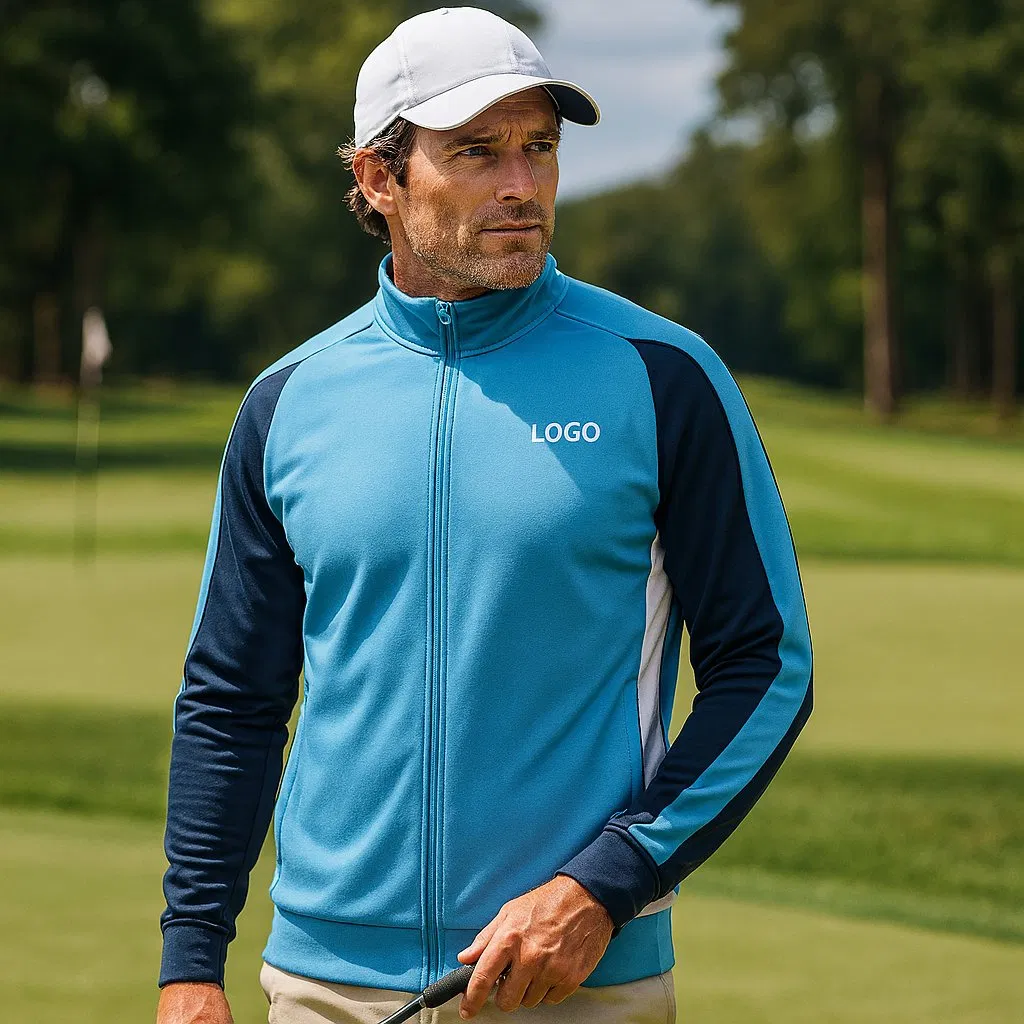 Custom Print Men's Softshell Golf Outerwear Comfortable Grey Sports Jacket Stand Collar Zip Plain Softshell Coat Manufacturer