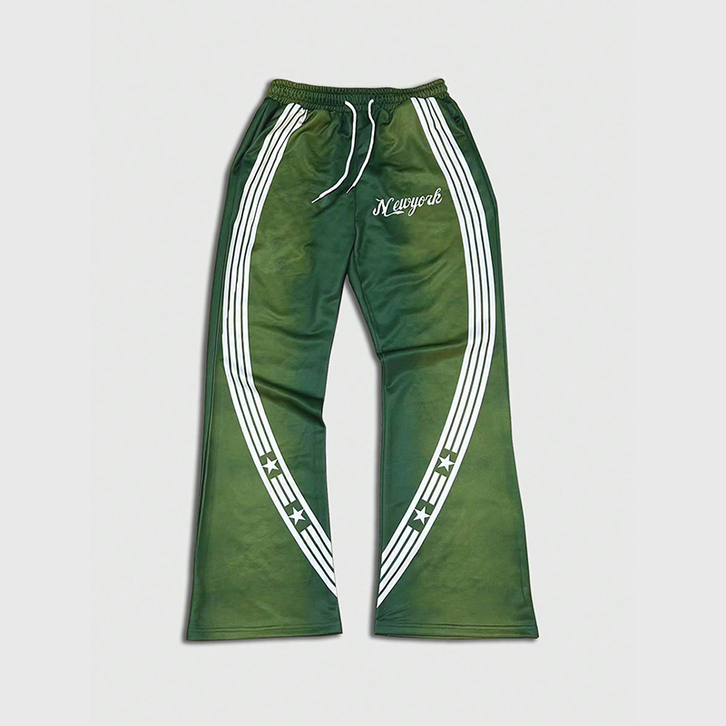 Manufacturer Custom Polyester-Windbreaker Stripe-Print Wide-Leg Jogging Men's Track Pants