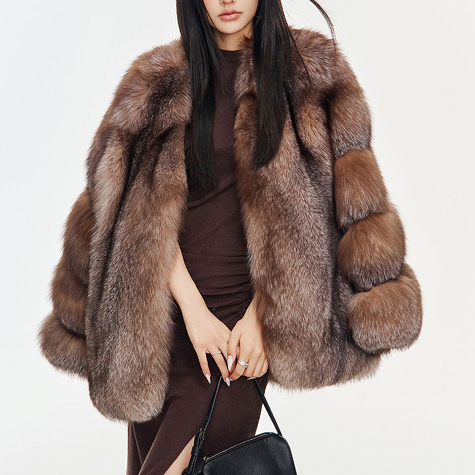 Women's 100% Real Fur Coat New Custom Design Genuine Fluffy Fur