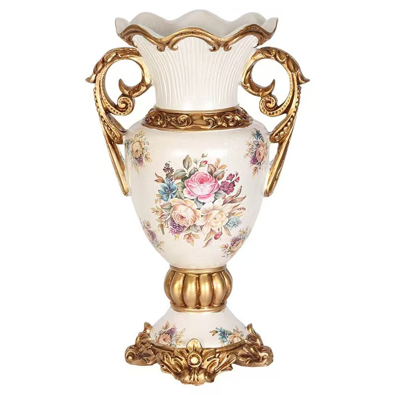 Factory Design Custom Resin Material Traditional Hand-Painted Blue and White Porcelain Luxury Porcelain Vase Resin Craft