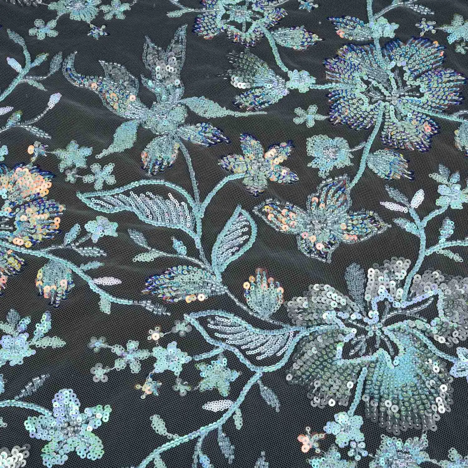 Premium Quality Sequin Embroidered Mesh Lace Fabric for Custom Gown Projects