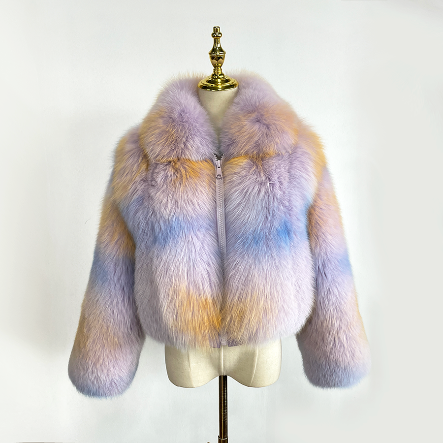 Custom Wholesale Women Winter Real Natural Fox Fur Jacket Stand Collar Fluffy Vest Girl Fur Coat