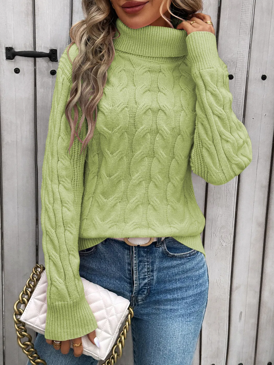 Ribbed Knit Turtleneck Sweater Detail