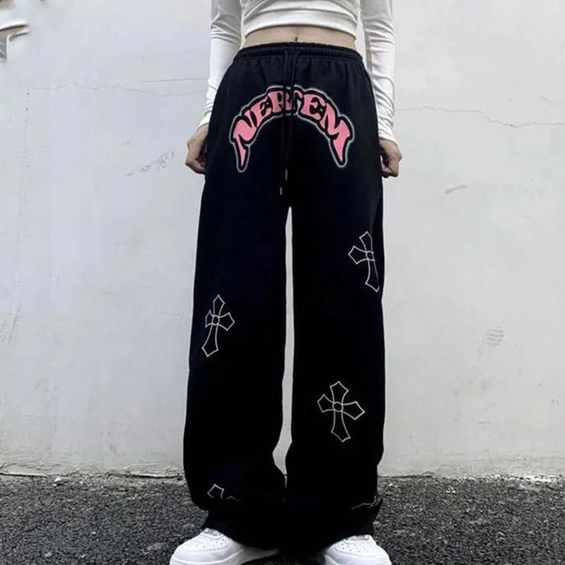 Women Custom Fashion 2024 Y2K Fashion Print Sweatpants Street Wear Baggy Ladies Pants