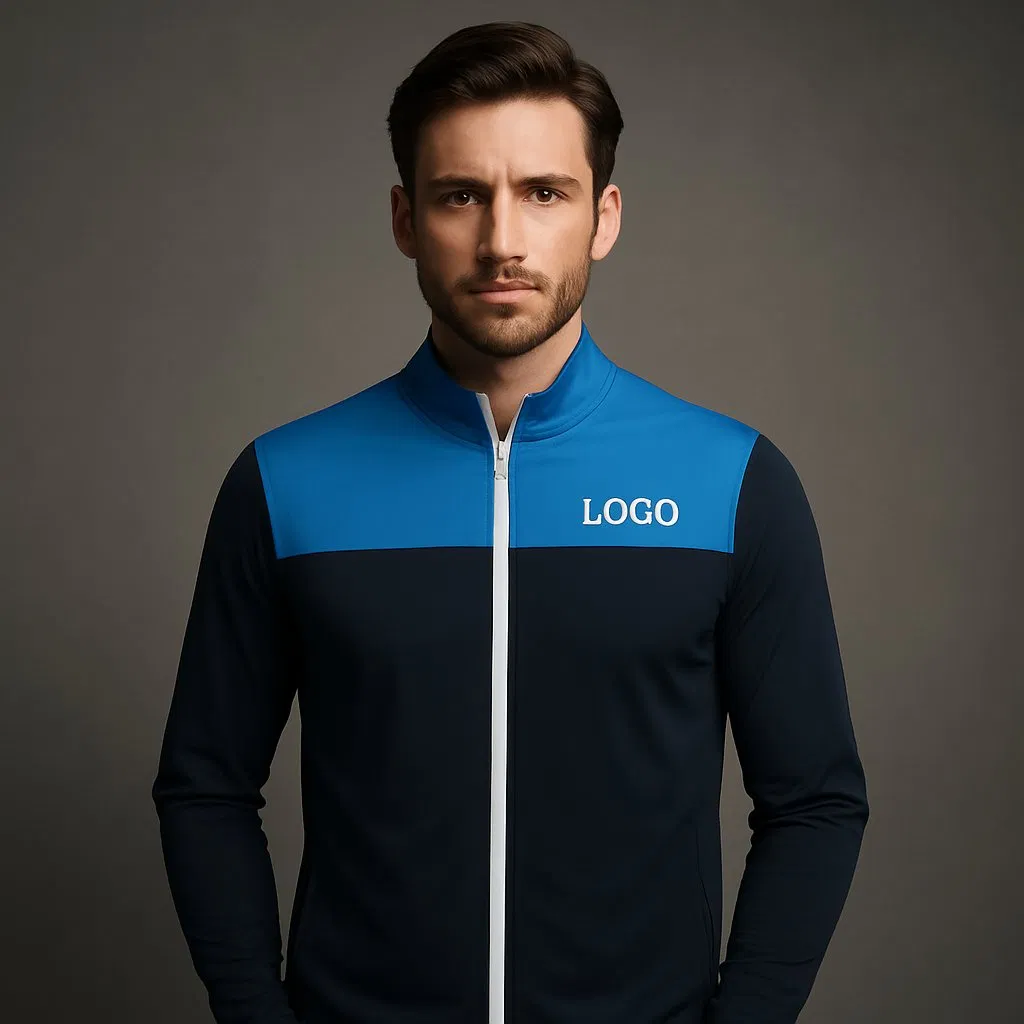 Custom Print Men's Softshell Golf Outerwear Comfortable Grey Sports Jacket Stand Collar Zip Plain Softshell Coat Manufacturer