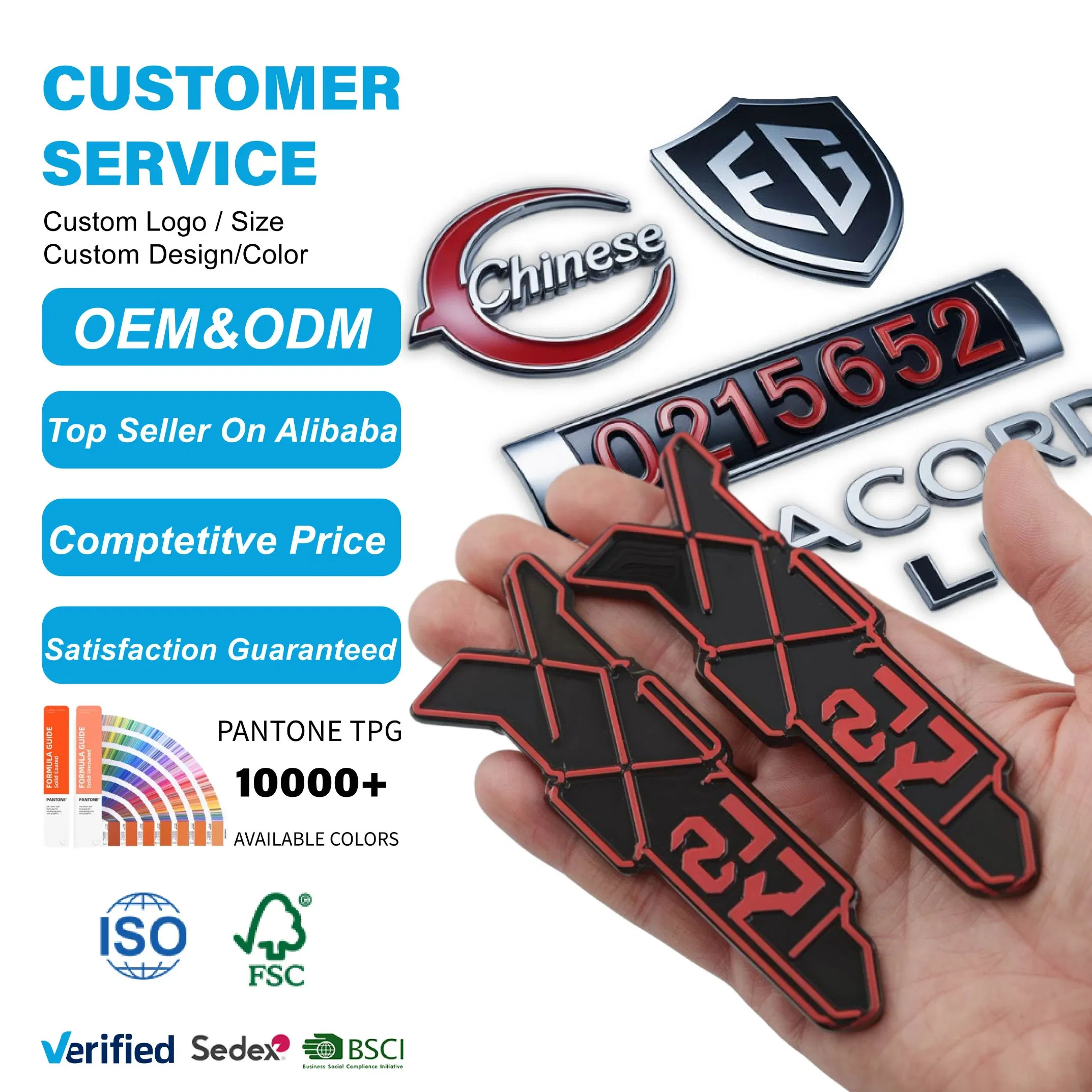 Factory Price Premium Chrome Silver 3D Metal ABS Plastic Auto Car Emblems Custom Badge Logo