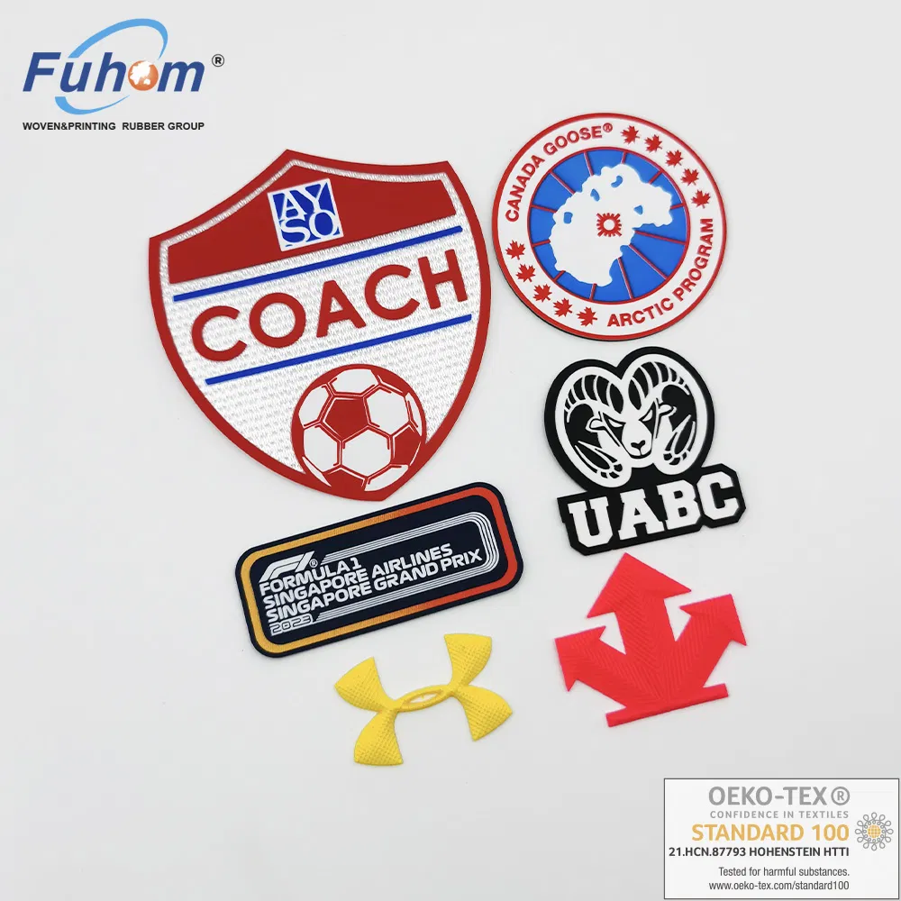 Custom Geometric Eco-Friendly 3D PVC Silicone Logo Patches for Clothing