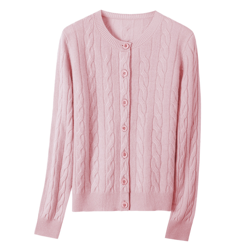 Custom OEM ODM Western Ladies Chunky Thick Crewneck Button Down Cardigan Coats Women Vintage Wool Cardigan Sweater