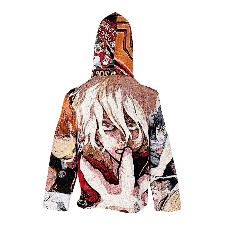 Manufacturer Men's Anime Custom Pattern Woven Tapestry Hoodie