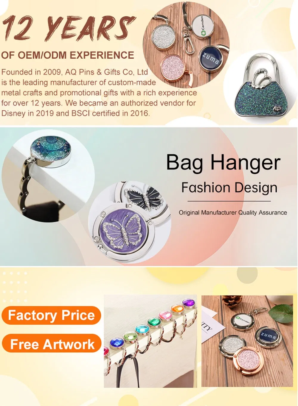 Custom Fashion Decoration Bag Hanger