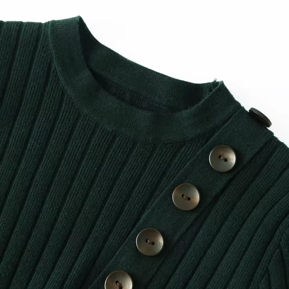 Clothing Manufacturer Companies Custom OEM Button Bodycon Pullover Knit Sweater Maxi Long Dresses Women Cloth Modest Wear 2026