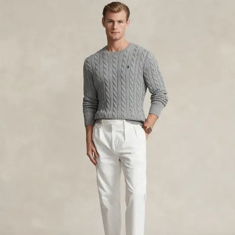 Dropshipping Custom Logo Casual Slim-Fit Knit Sweater for Men Wool Ralph Old Money Style Vintage Classic Lauren Men's Knit Jumper