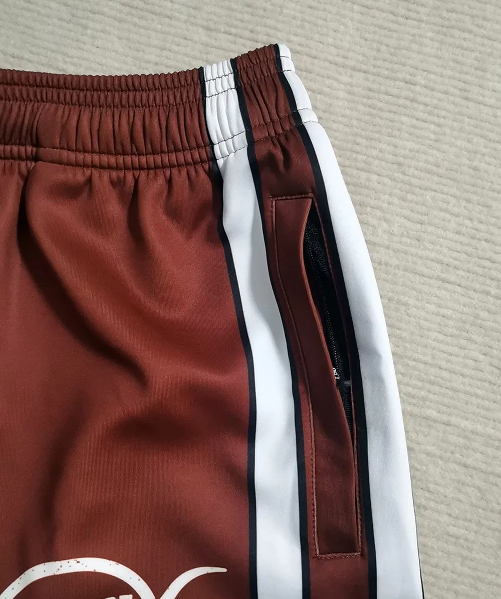 Custom Print Sublimation Wholesale Men Polyester Australia Hunting Fishing Outdoor Workout Running Sports Gym Zipper Zip Pocket Afl Rugby Football Footy Shorts