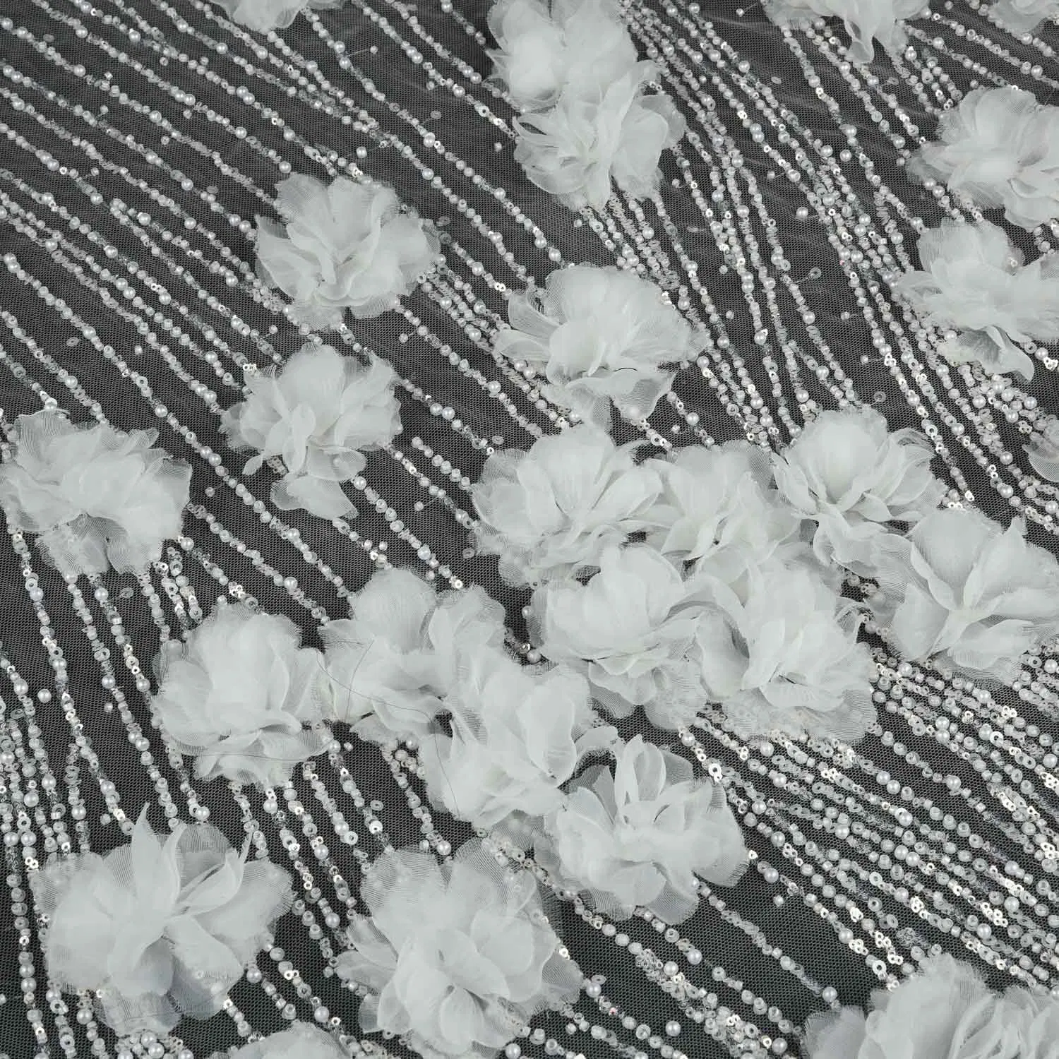 Premium Quality Sequin Embroidered Mesh Lace Fabric for Custom Gown Projects