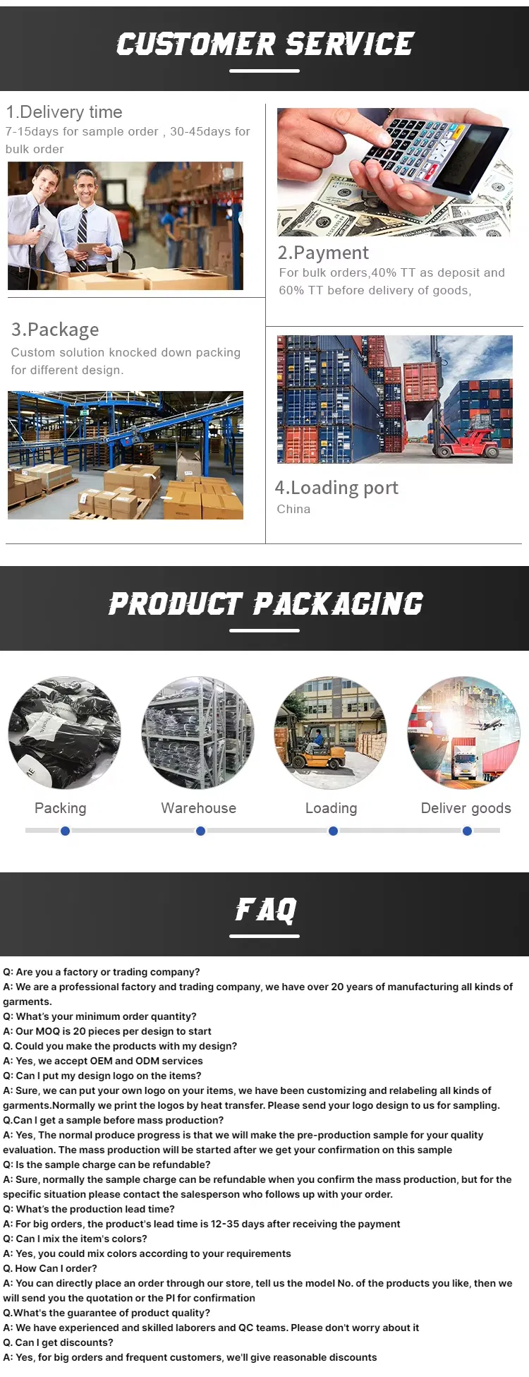 Size Chart and Logistics