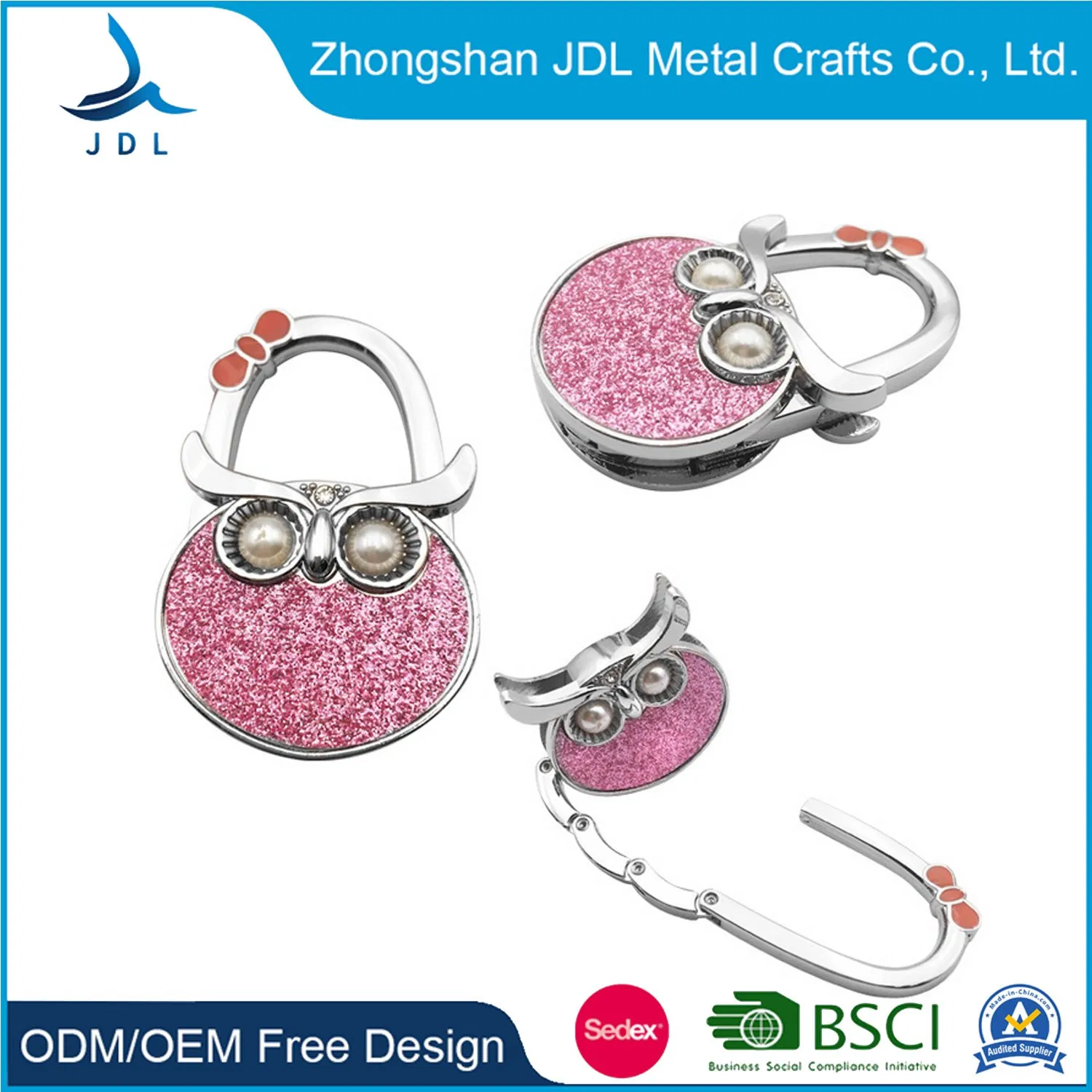 Custom Fashion Decoration Bag Hanger Metal Portable Purse Hook Promotional Gift Souvenir Art Crafts Supplier for Any Design From China Factory