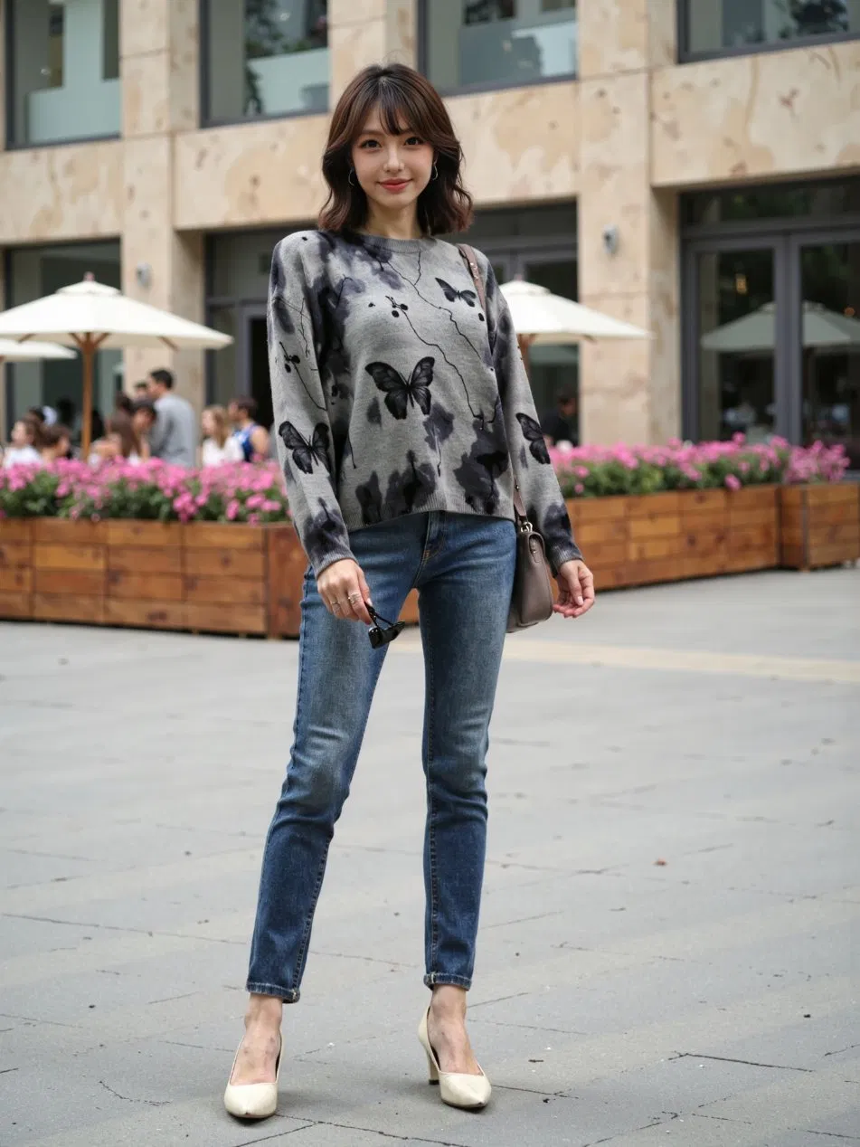 Fashion Stylish Crew Neck Sweater Pure 100% Cashmere Clothes Custom Fabric Options Knot Front Design Fleece/Thickened/OEM Support