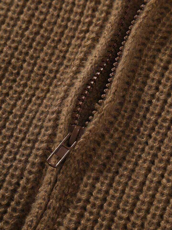 Men's Zipper Sweater Ribbed Knit Cardigan Knit Manufacturer Custom Knitted Sweater Cardigan