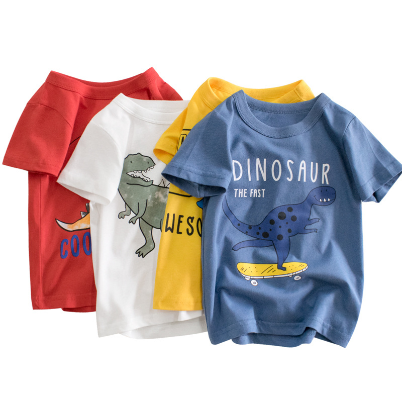 Custom Wholesale Fashion 1688 Factory Children's Short Sleeve T-Shirts Cartoon Animals Printed Baby Boys Girls Tee Tops Kids Clothing