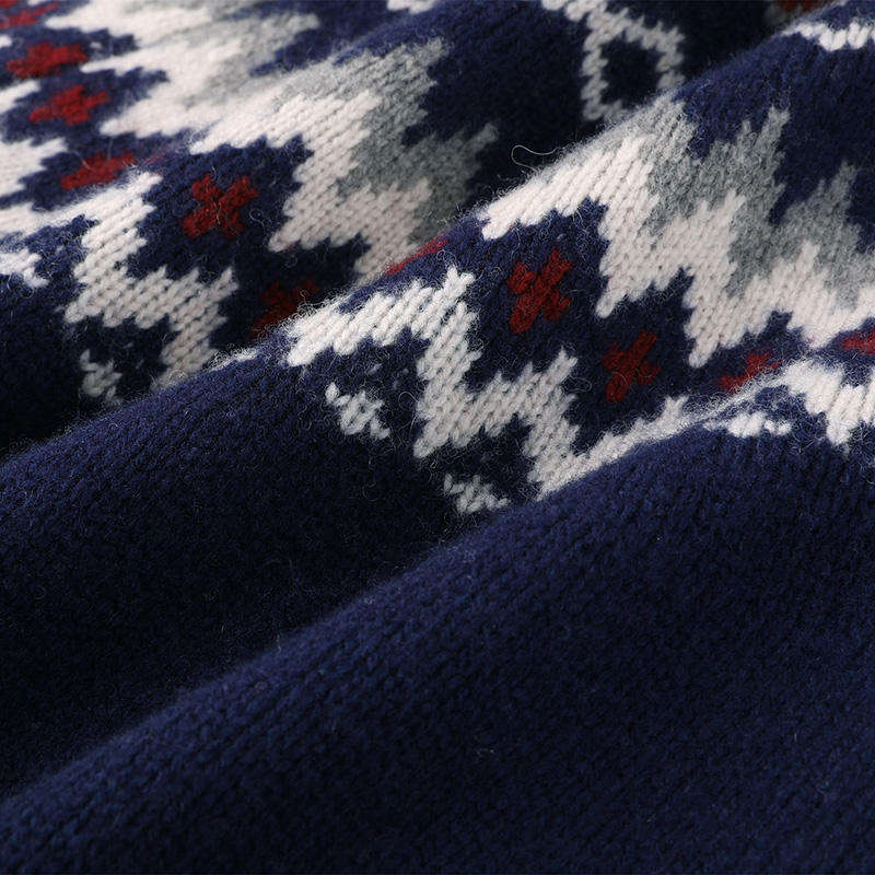 Knitwear Manufacturer Custom Logo Long Sleeve Jumper Men's Knitted Pullover Woolen Men Jacquard Sweater for Winter