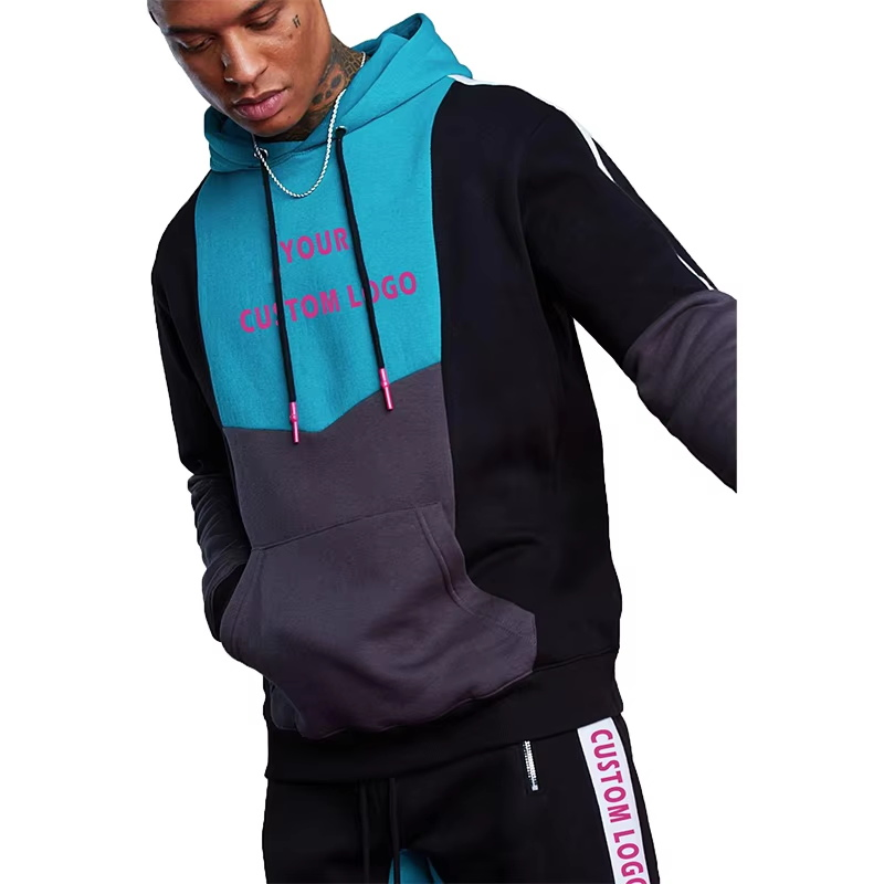Men's Color - Block Custom Logo Hoodie