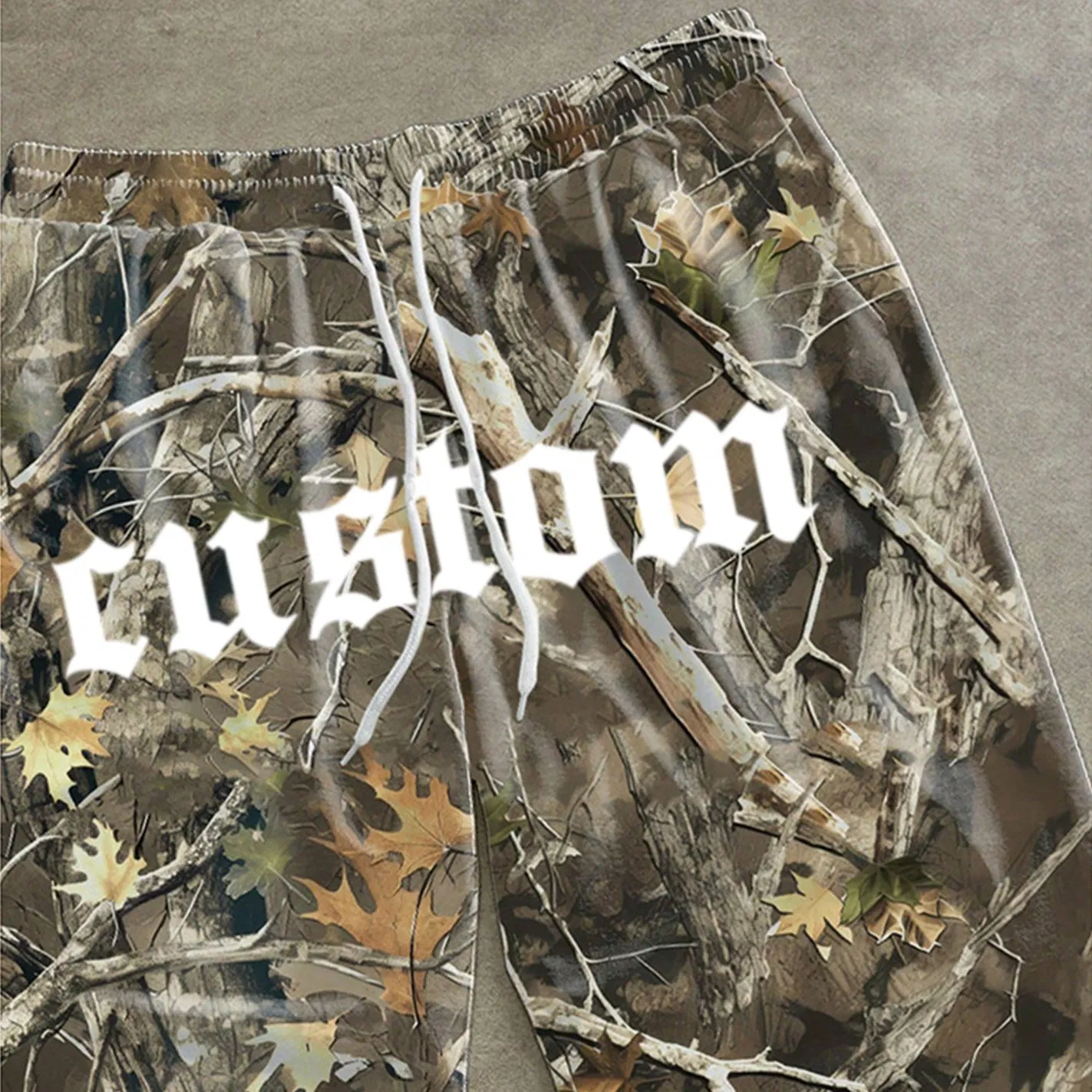 Wholesale OEM Custom Logo Y2K Fashion Loose Straight Leg Wide Jogger Track Sweat Pants Vintage Baggy French Terry Cotton Oversized Tree Camo Women Sweatpants