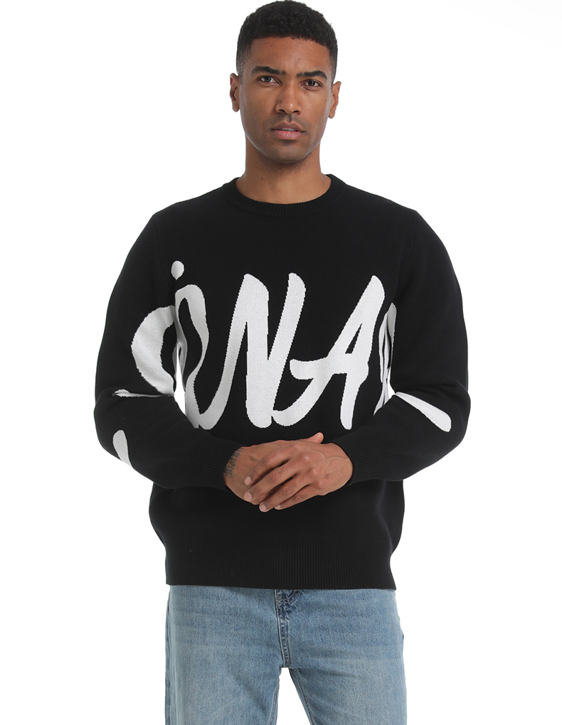 Custom Halloween Turtleneck Sweater Oversize Plus Size Jacquard Long Sleeve Letter Knitted Men's Pullover Sweater Manufacturers