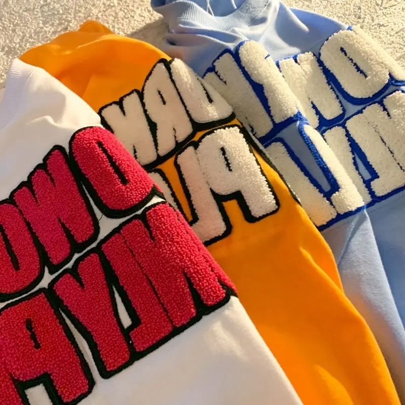 Fashion Bamboo Cotton Mens T Shirt Clothing Manufacturers Wholesale with Custom Chenille Embroidery Logo T-Shirt