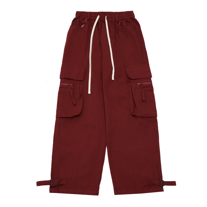 Clothing Manufacturers High Quality Custom Printed Jogger Baggy Fit Black Red Man Cargo Pants Drawstring Pattern