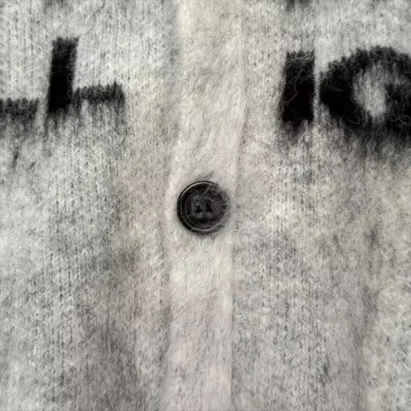 Manufacturers Knitwear Jacquard Sweaters Custom Logo Cardigan Fuzzy Loose Fit Knitted Cardigan Sweater for Men