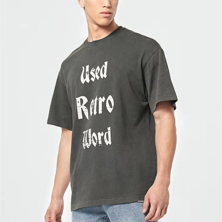 Custom Puff Print Short Sleeve Men's Graphic Cotton T Shirt