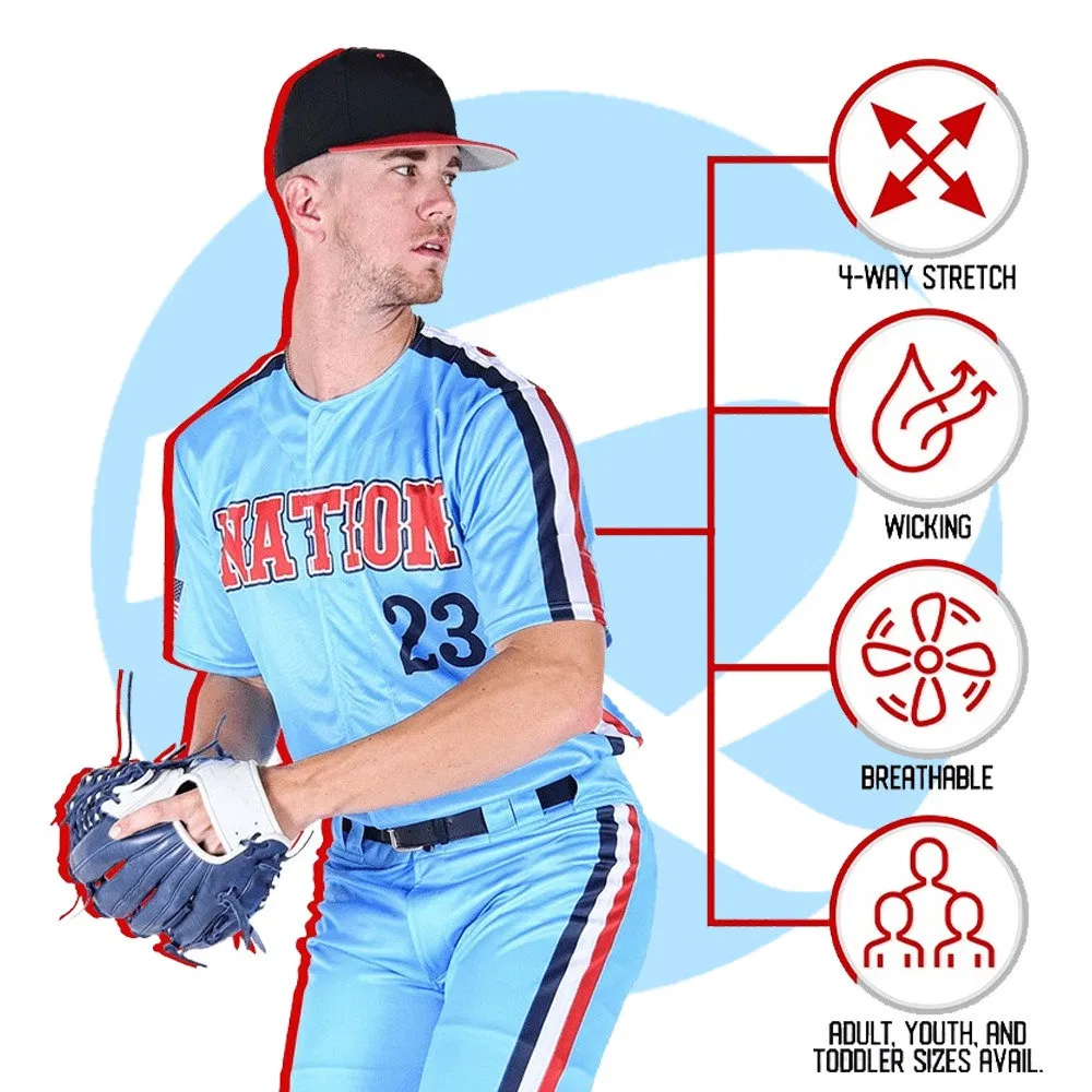 Comfortable Full Button OEM ODM Custom Baseball Sport Shirt for High-Intensity Training