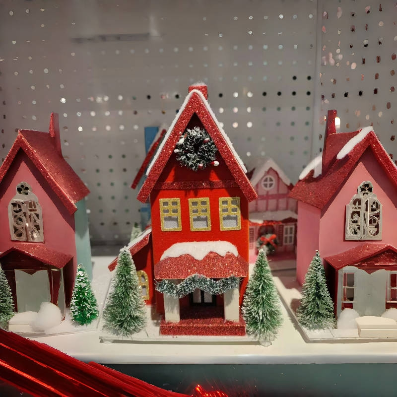 OEM Factory Design Custom Christmas Paper House Castle Villa Christmas Holiday Decorations Pure Handmade Crafts