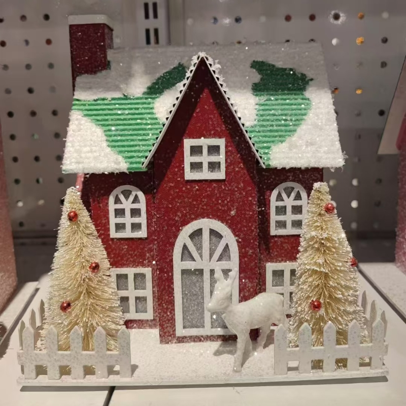 Factory Design Custom Wholesale Luminous Christmas Paper House Paper Christmas Tree Christmas Castle Handmade Christmas Craft Sets