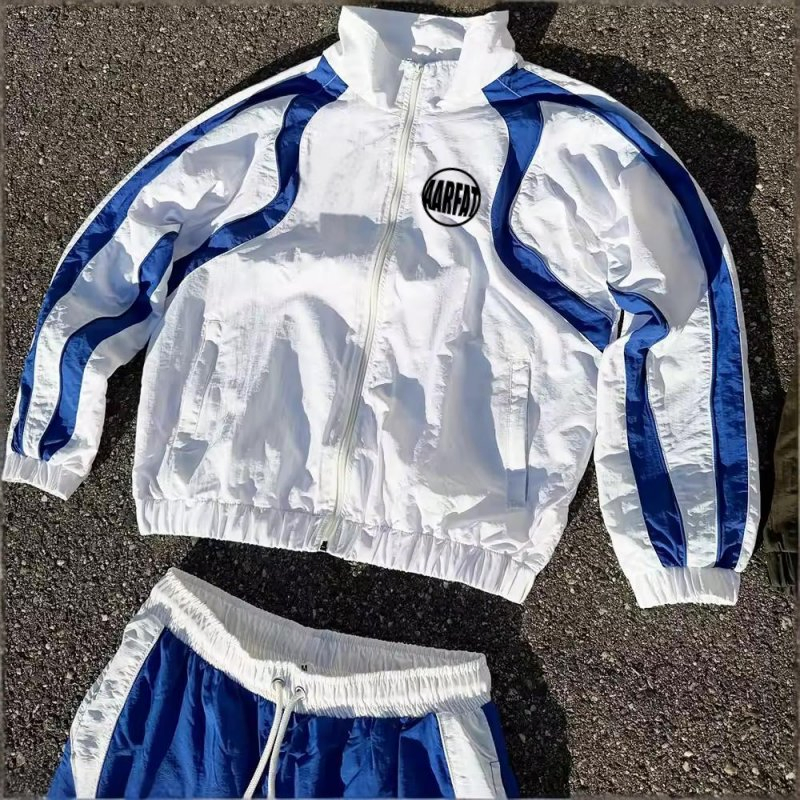 Custom Zipper Two Piece Set Jogging Suit Lightweight Windbreaker Waterproof Tracksuit Nylon Jackets and Nylon Track Pants