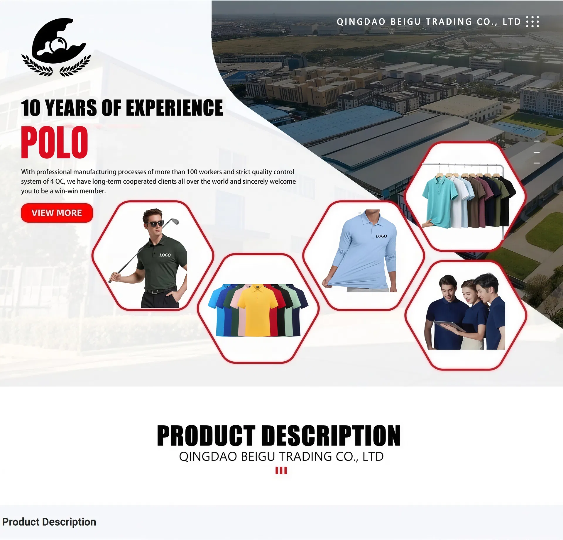 Cotton Golf Polo Shirt Main View