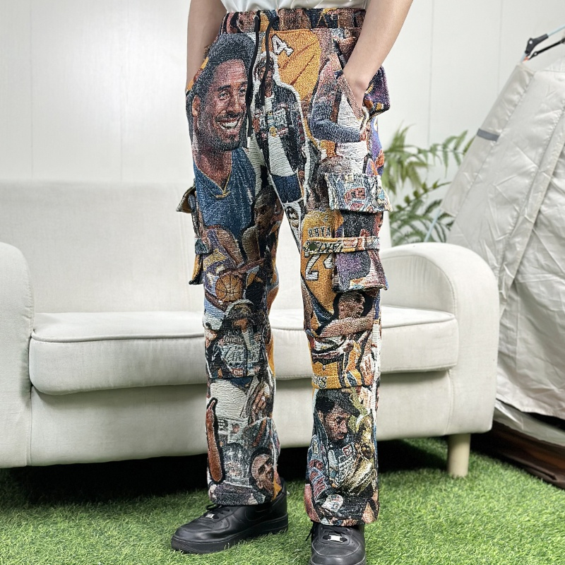 Low MOQ Customization Tapestry Clothing Manufacturer Custom Tapestry Pants Mens Cargo Pants