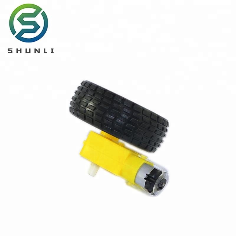 Yellow Plastic DC Motor with Wheel for Basic Projects and Toy