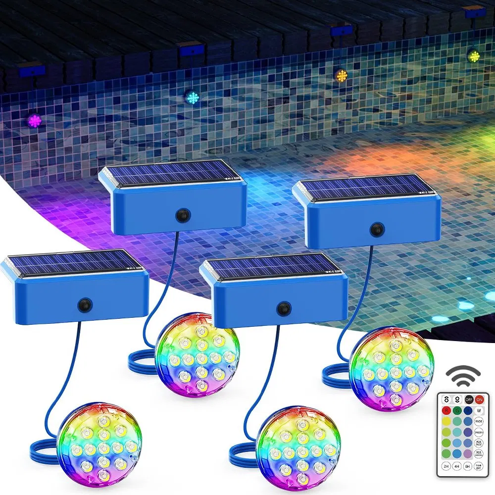 Waterproof 13PCS LEDs Garden Fountain Fance Underwater RGB Light IP68 Portable LED Solar Swimming Pool Light