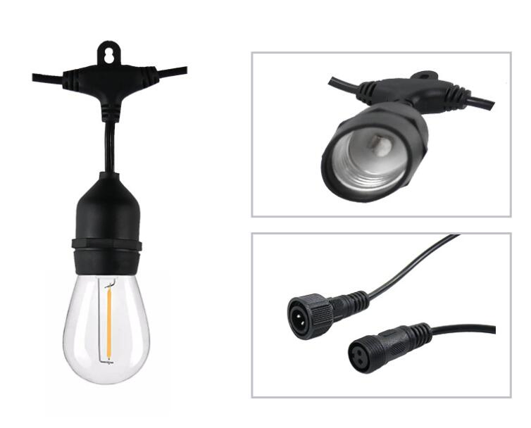 Warm White S14 DC Powered LED Bulbs Solar String Light UV Waterproof for Party Camping Christmas Decor