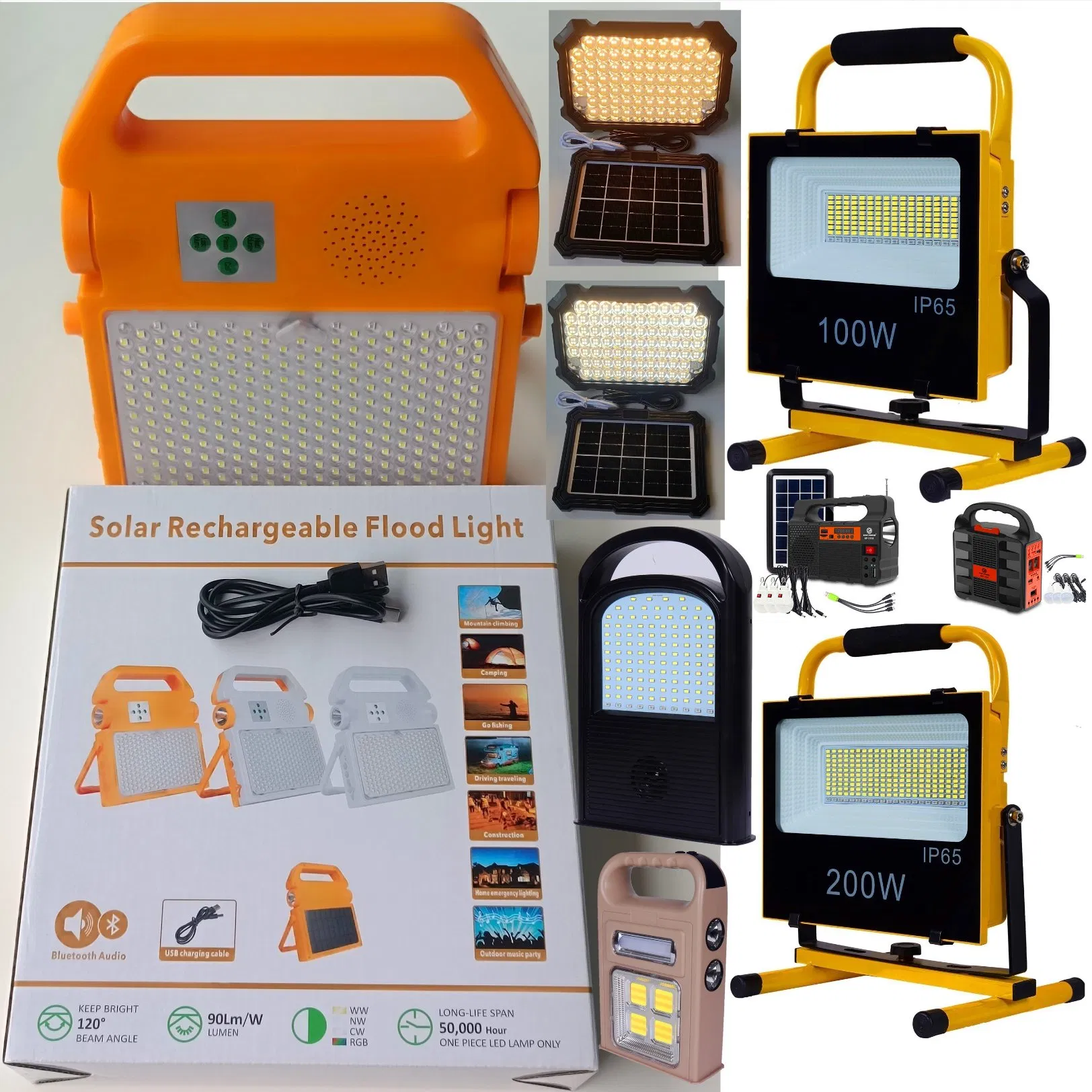 Yaye 26 Export Experience Factory Price Super Bright 100W Portable Rechargeable Emergency IP65 Home LED ABS Indoor Outdoor Solar Light 1000PCS Stock 6000mAh USB